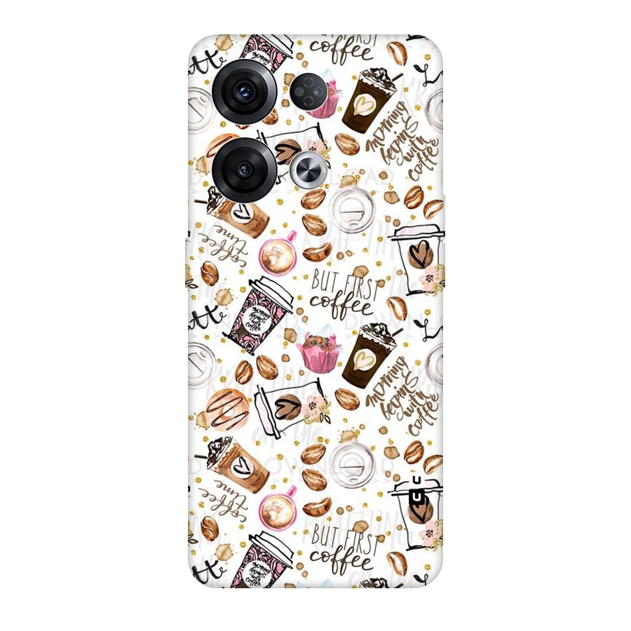 Coffee Pattern Original Polycarbonate Back Case for Oppo Reno8 Pro 5G
