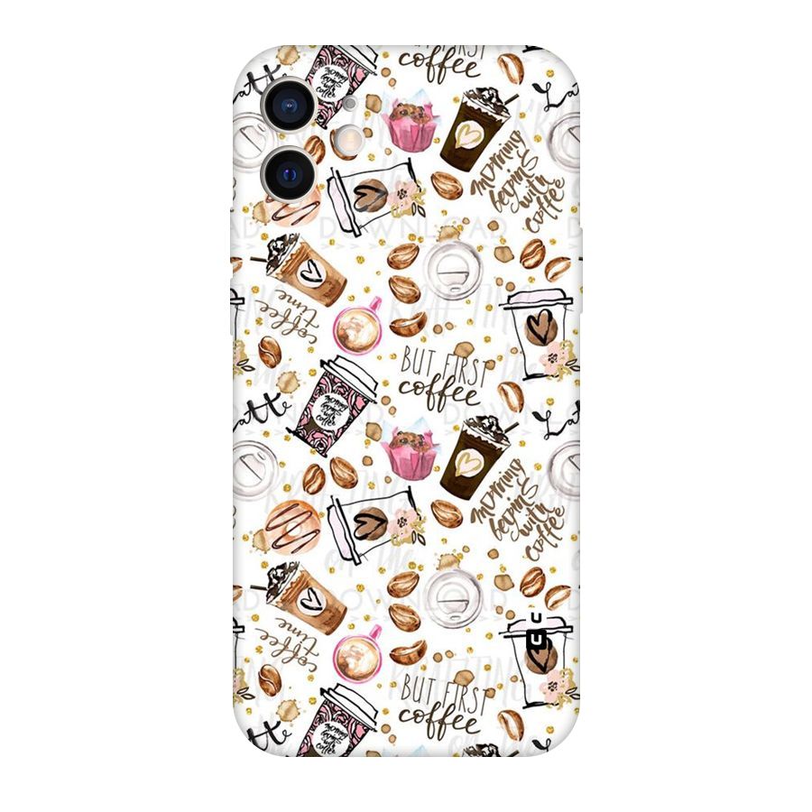 Coffee Pattern Original Polycarbonate Back Case for iPhone 12