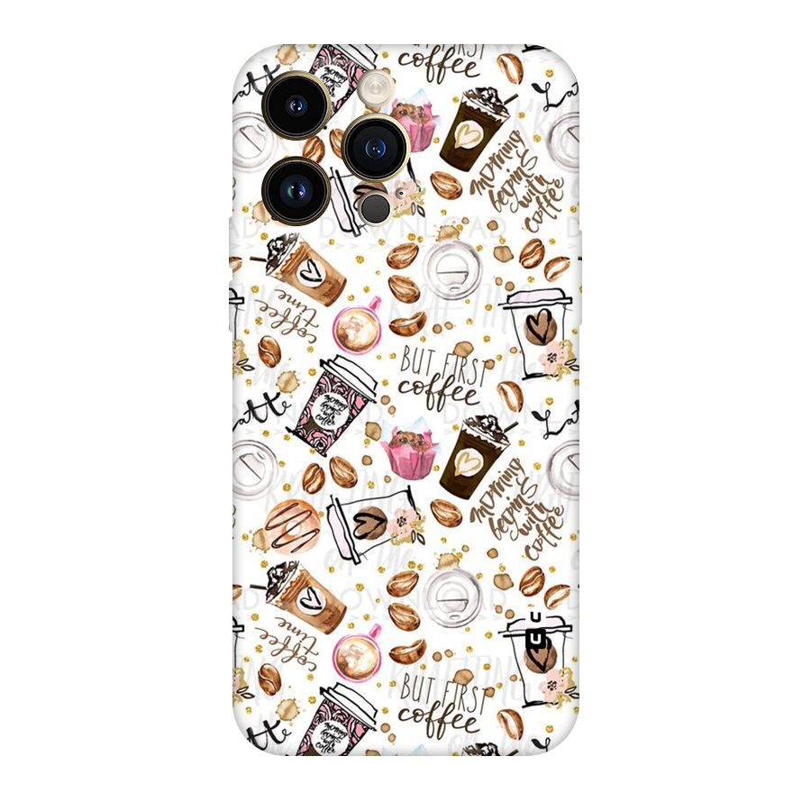 Coffee Pattern Original Polycarbonate Back Case for iPhone 14 Pro Max