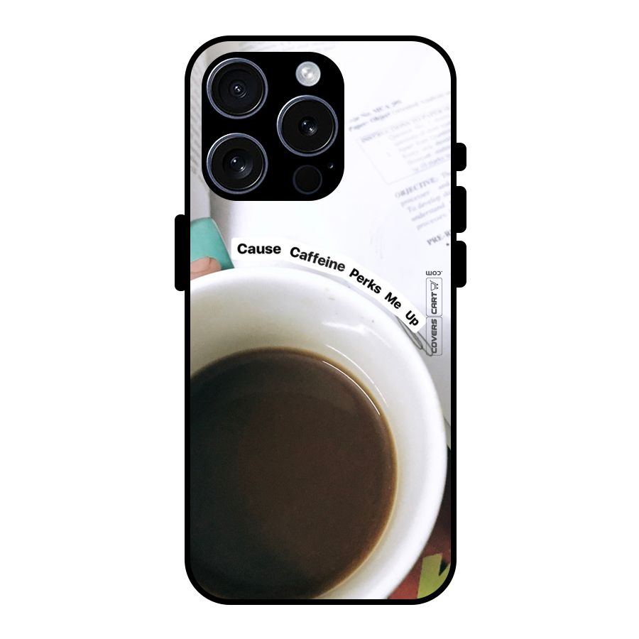 Coffee Perks Glass Back Case for iPhone 15 Pro