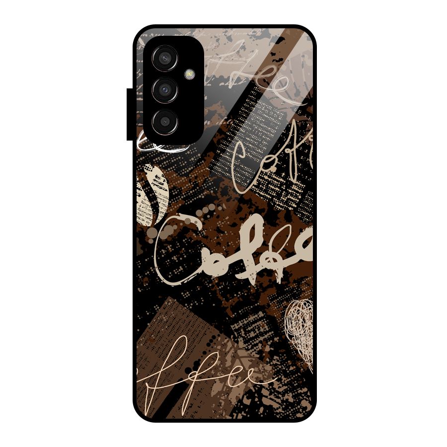 Coffee Scribbles Glass Back Case for Galaxy F13