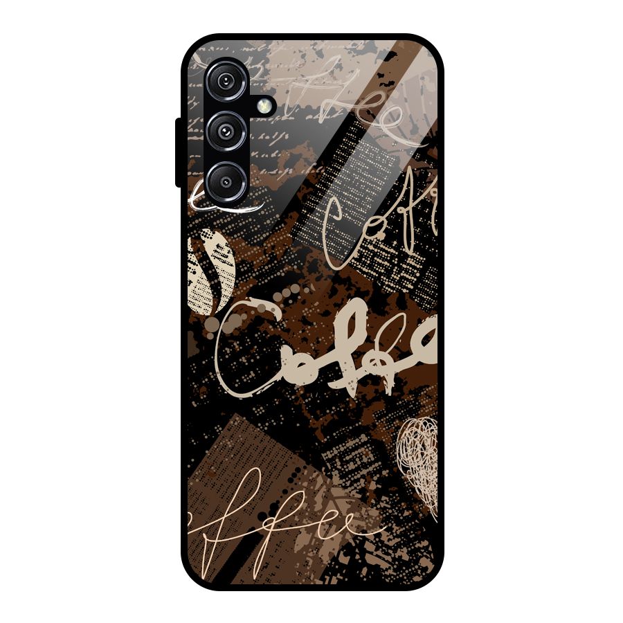 Coffee Scribbles Glass Back Case for Galaxy M34 5G