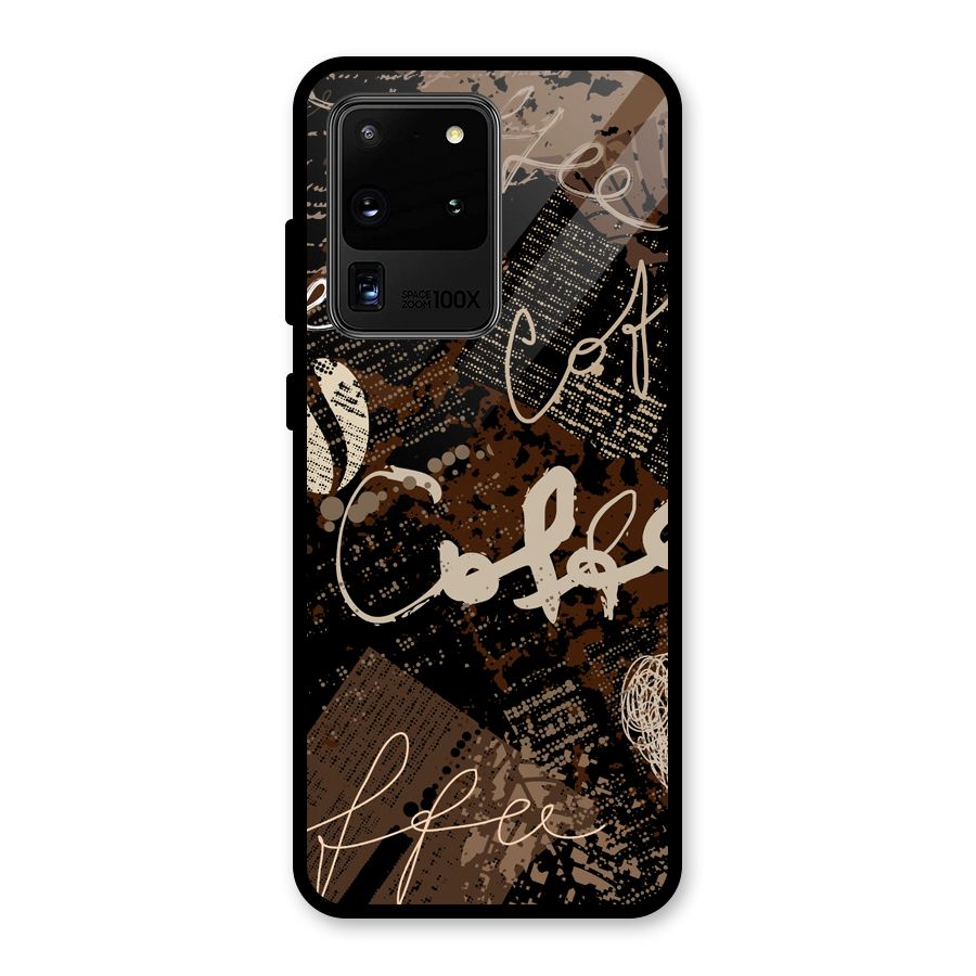Coffee Scribbles Glass Back Case for Galaxy S20 Ultra