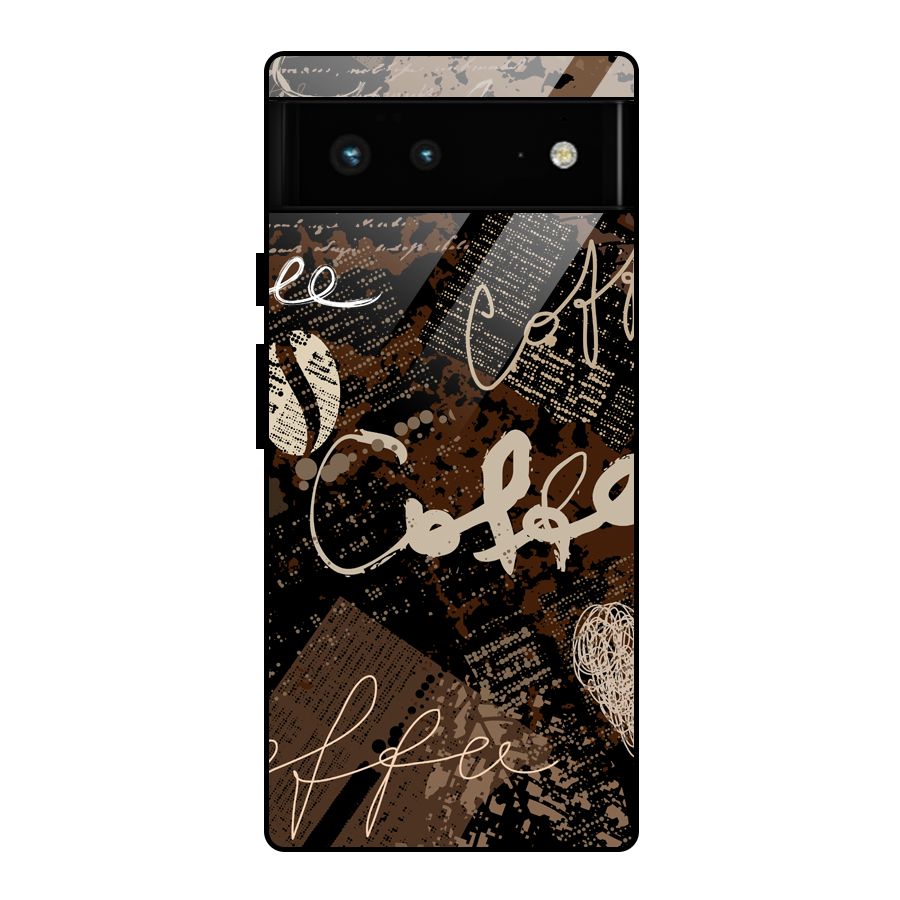 Coffee Scribbles Glass Back Case for Google Pixel 6