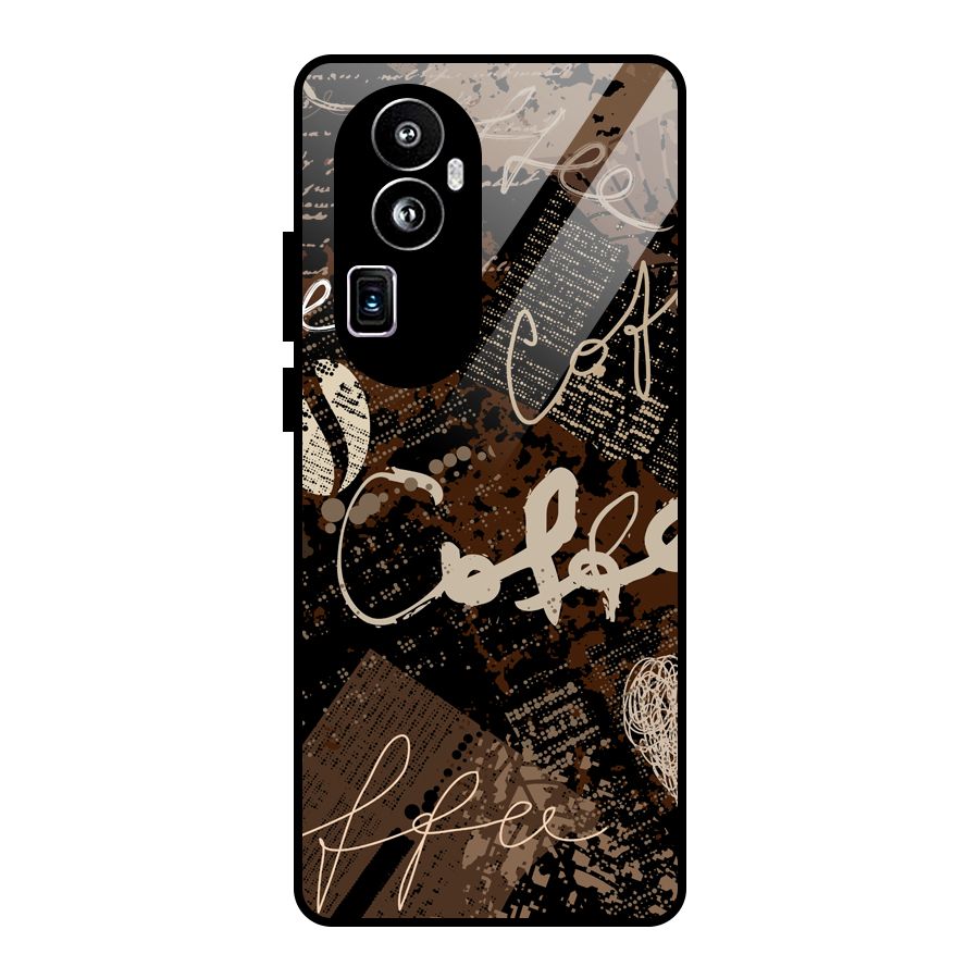 Coffee Scribbles Glass Back Case for Oppo Reno10 Pro Plus