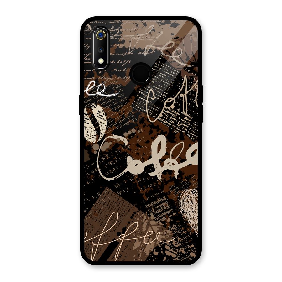 Coffee Scribbles Glass Back Case for Realme 3i