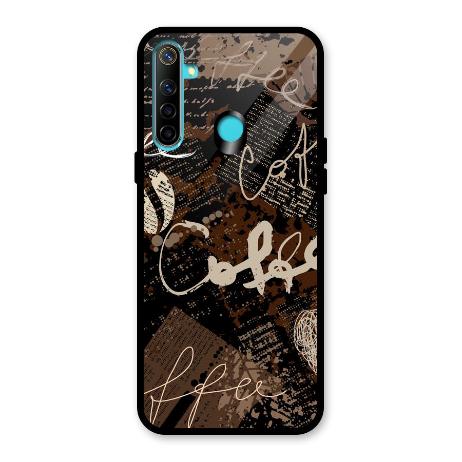 Coffee Scribbles Glass Back Case for Realme Narzo 10