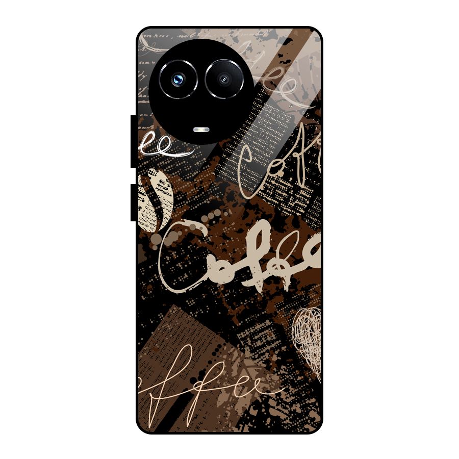 Coffee Scribbles Glass Back Case for Realme Narzo 60X