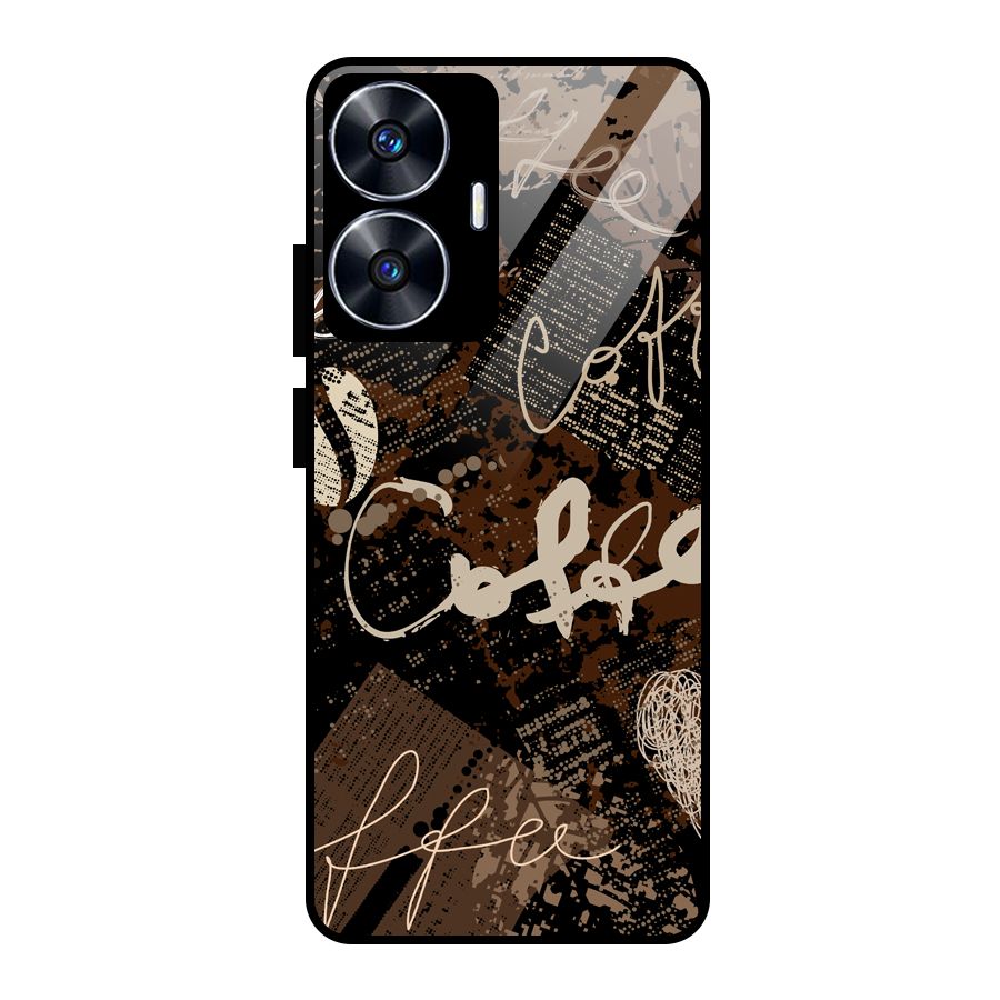 Coffee Scribbles Glass Back Case for Realme Narzo N55