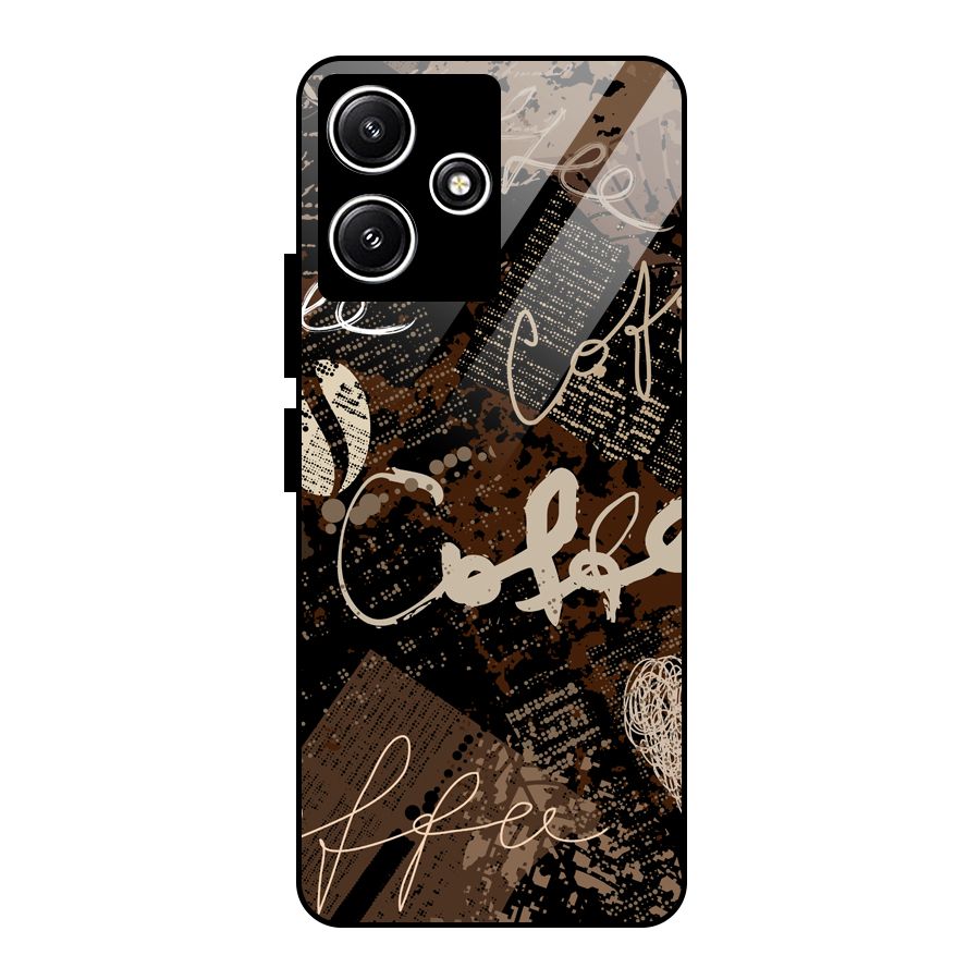 Coffee Scribbles Glass Back Case for Redmi 12 5G