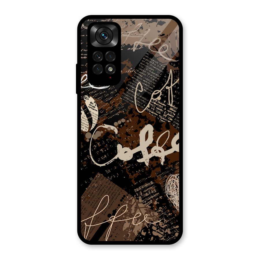 Coffee Scribbles Glass Back Case for Redmi Note 11S