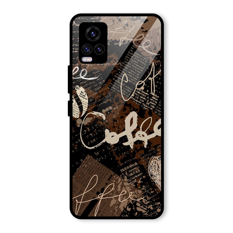 Coffee Scribbles Glass Back Case for Vivo V20 2021