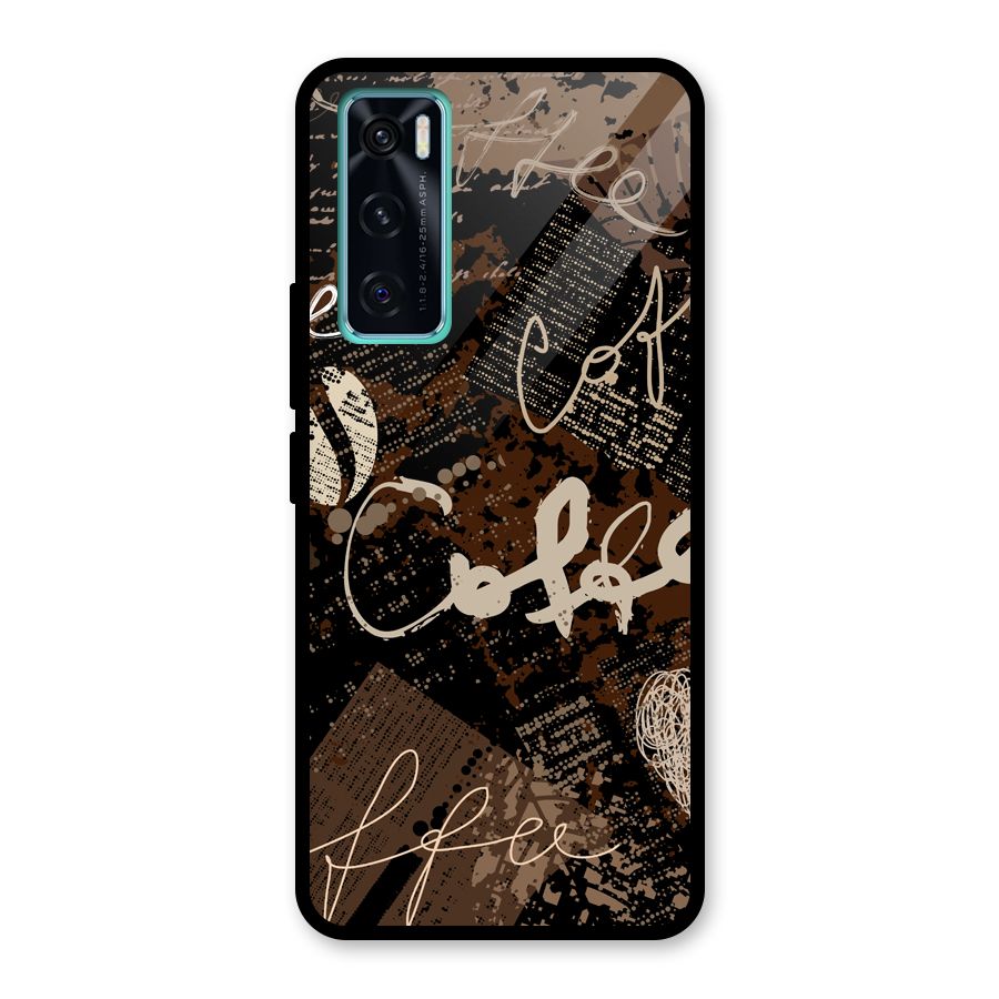 Coffee Scribbles Glass Back Case for Vivo V20 SE