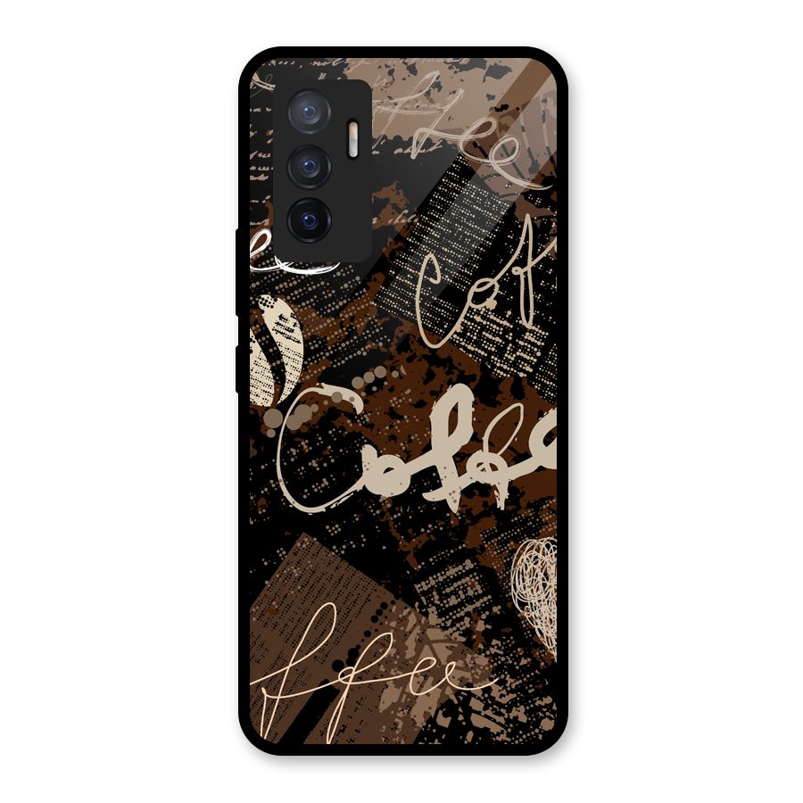 Coffee Scribbles Glass Back Case for Vivo V23e