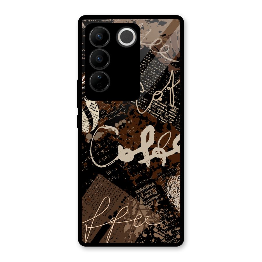 Coffee Scribbles Glass Back Case for Vivo V27