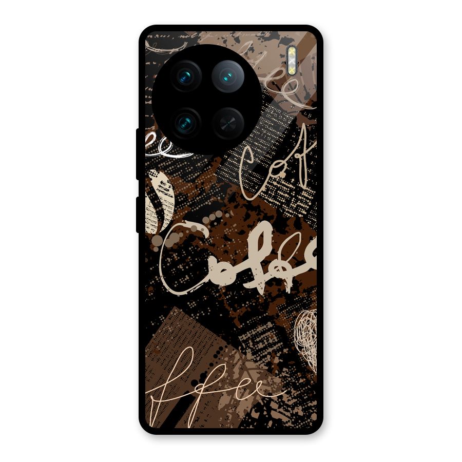 Coffee Scribbles Glass Back Case for Vivo X90 Pro