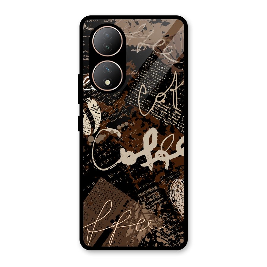 Coffee Scribbles Glass Back Case for Vivo Y100A