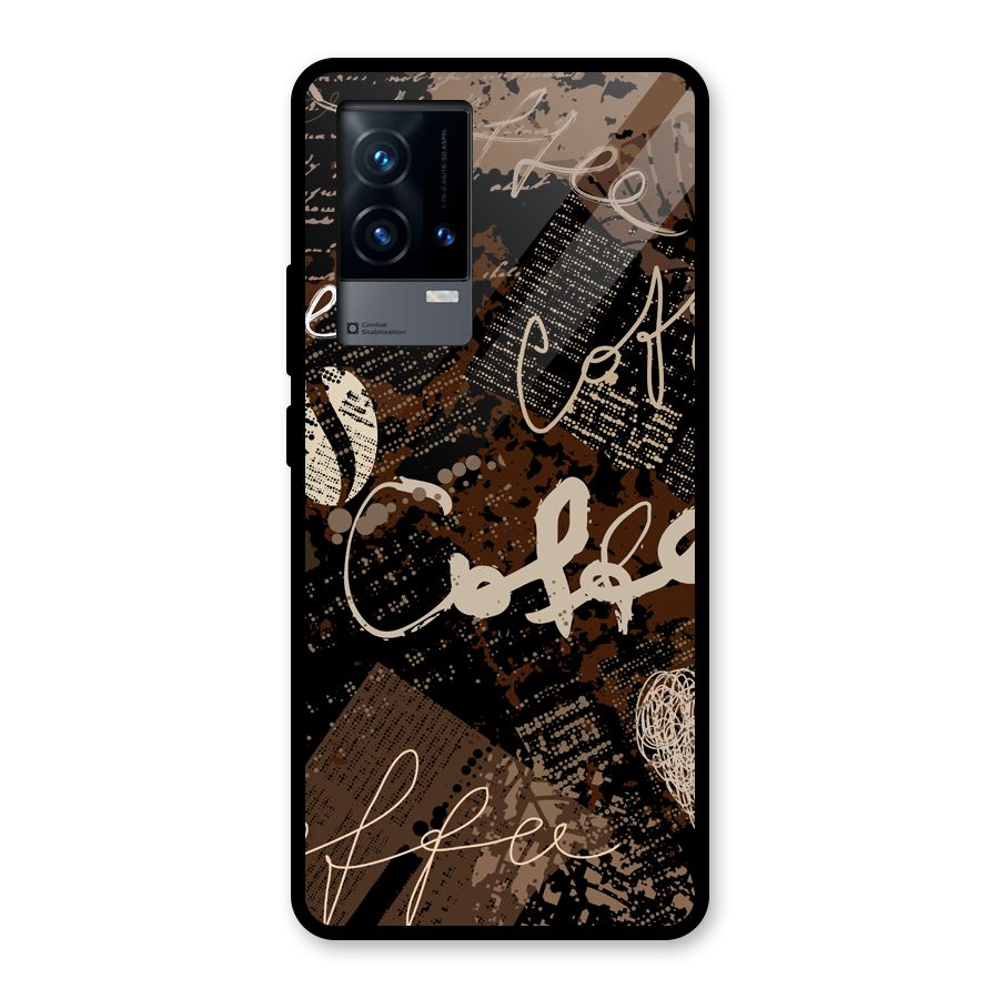 Coffee Scribbles Glass Back Case for iQOO 9 5G