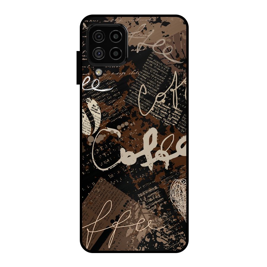 Coffee Scribbles Metal Back Case for Galaxy A22 4G