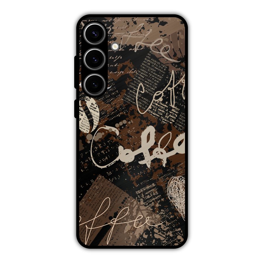 Coffee Scribbles Metal Back Case for Galaxy S24 Plus