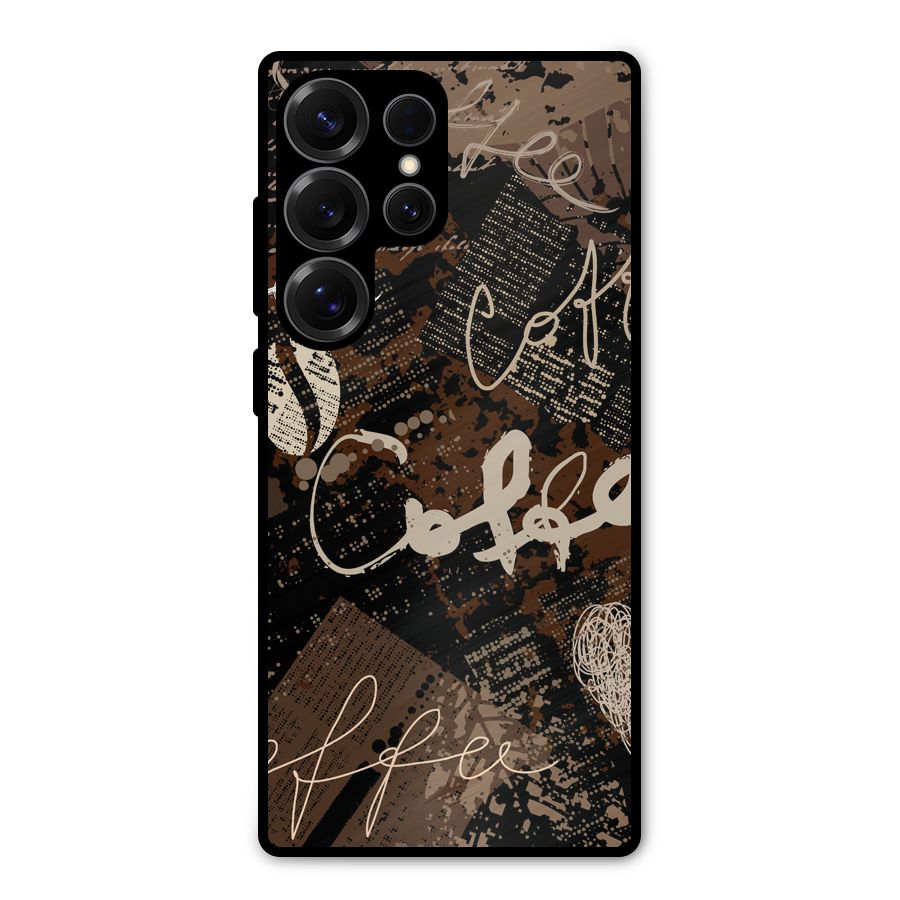 Coffee Scribbles Metal Back Case for Galaxy S25 Ultra