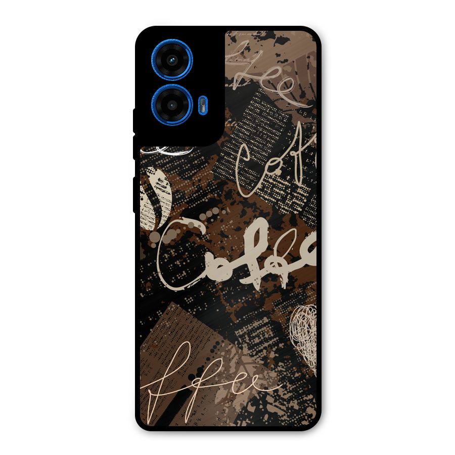 Coffee Scribbles Metal Back Case for Moto G45