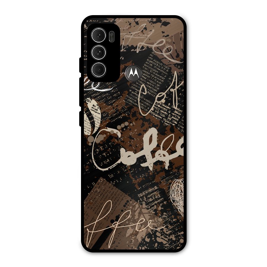 Coffee Scribbles Metal Back Case for Moto G60