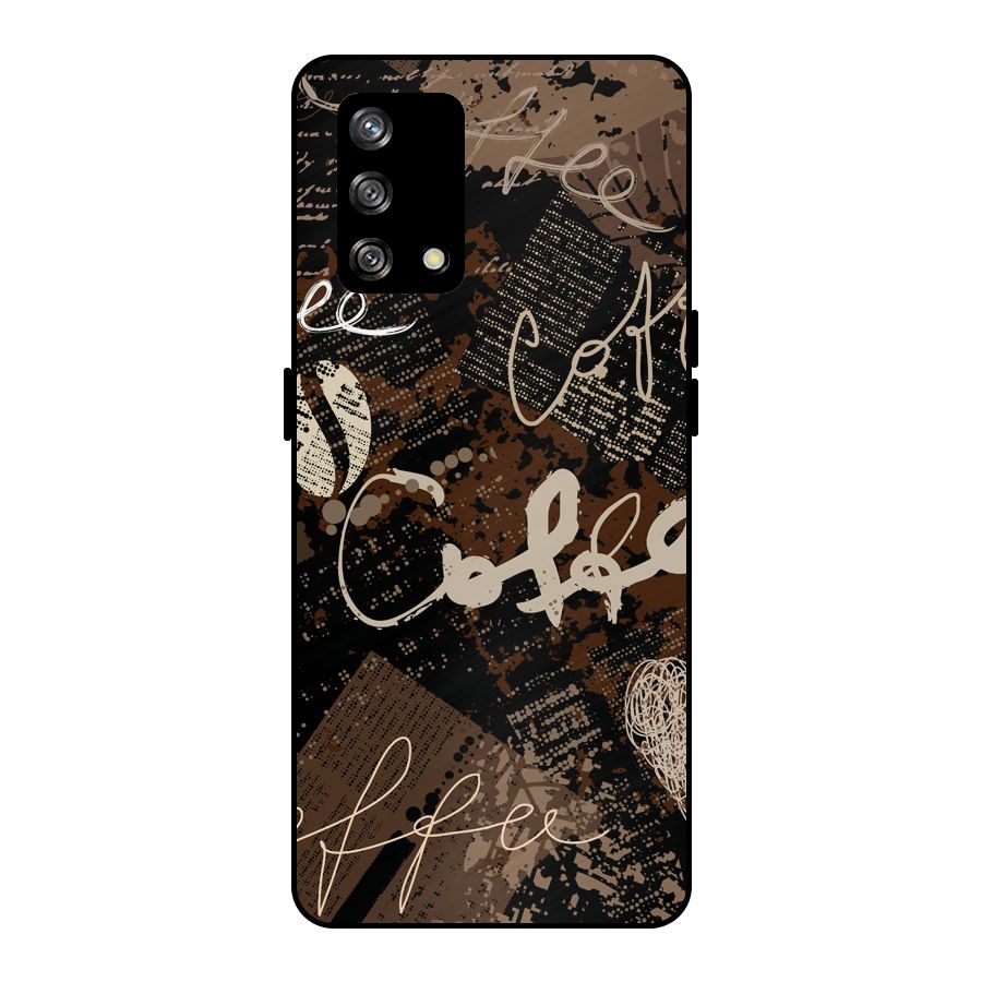 Coffee Scribbles Metal Back Case for Oppo F19