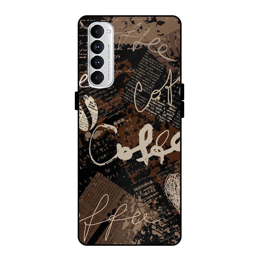 Coffee Scribbles Metal Back Case for Oppo Reno4 Pro