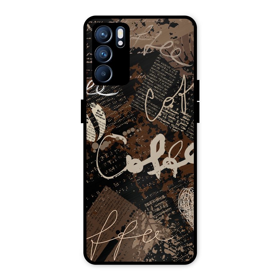 Coffee Scribbles Metal Back Case for Oppo Reno6 5G