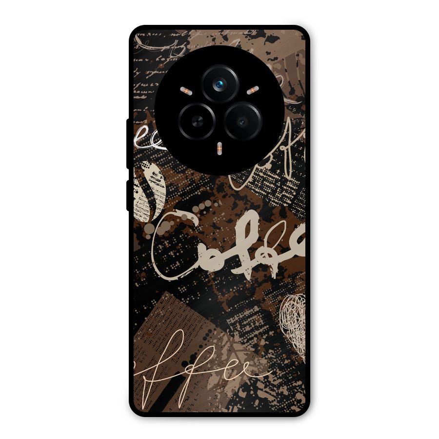 Coffee Scribbles Metal Back Case for Realme 14 Pro