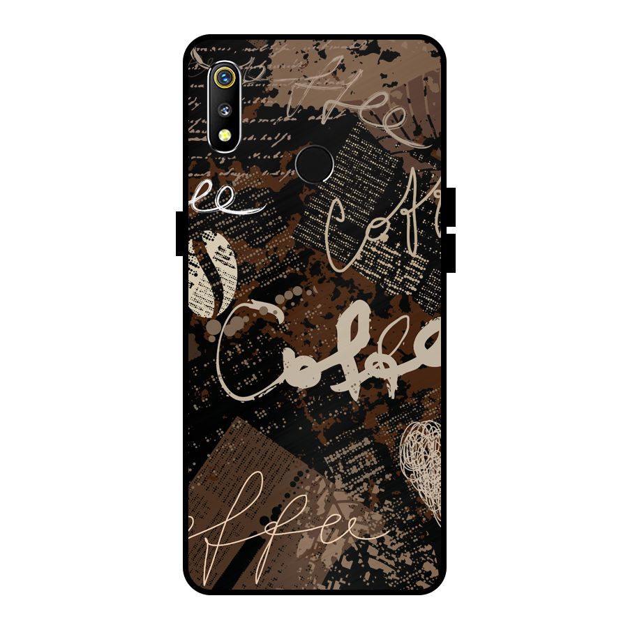 Coffee Scribbles Metal Back Case for Realme 3