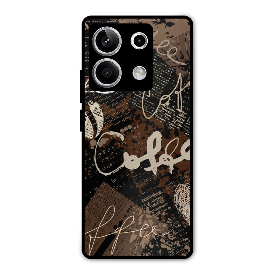 Coffee Scribbles Metal Back Case for Redmi Note 13 5G