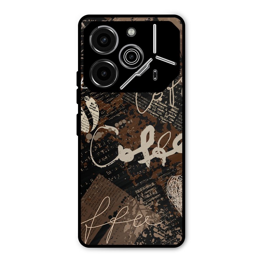 Coffee Scribbles Metal Back Case for Tecno Pova 6 Pro