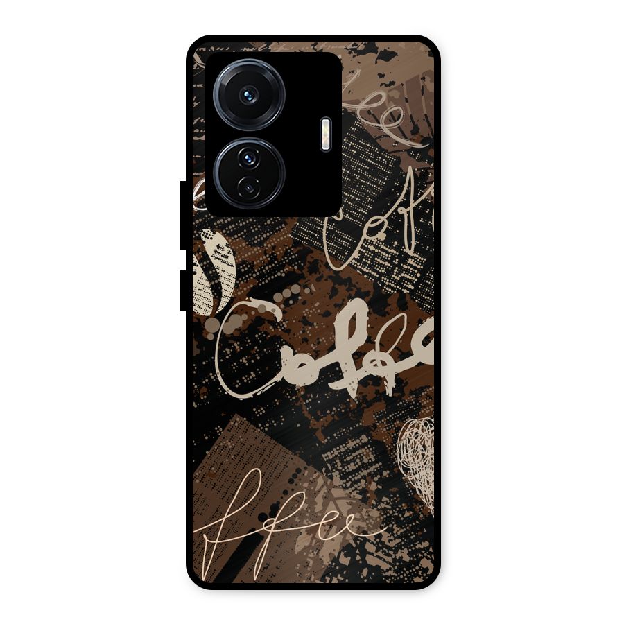 Coffee Scribbles Metal Back Case for Vivo T1 Pro