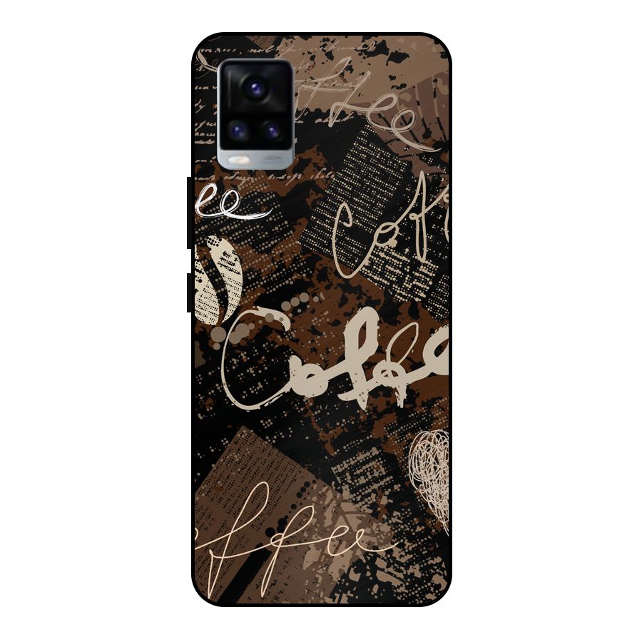 Coffee Scribbles Metal Back Case for Vivo V20 2021