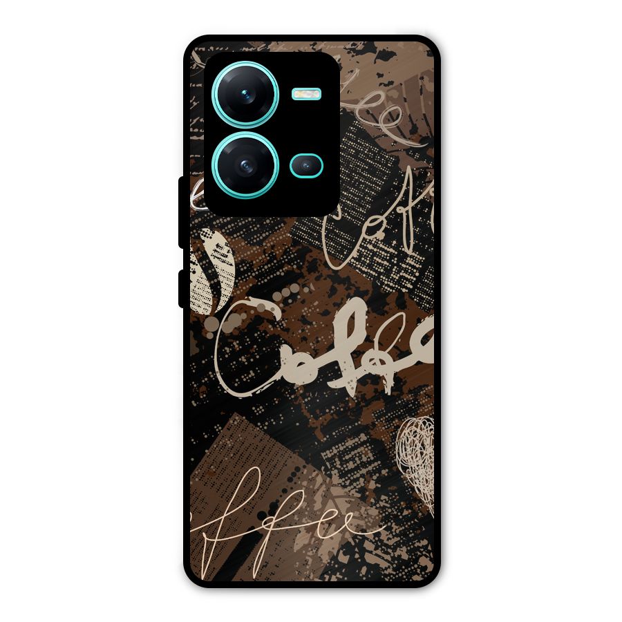 Coffee Scribbles Metal Back Case for Vivo V25