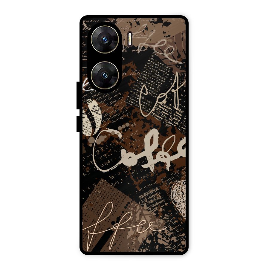 Coffee Scribbles Metal Back Case for Vivo V29e