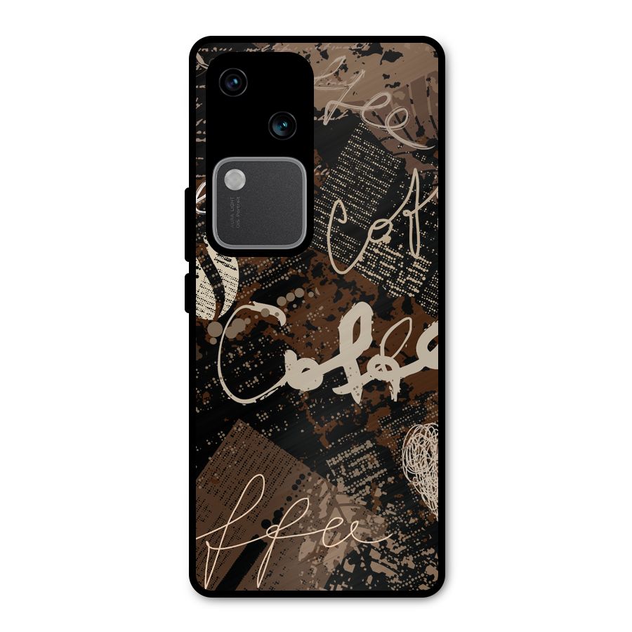 Coffee Scribbles Metal Back Case for Vivo V30