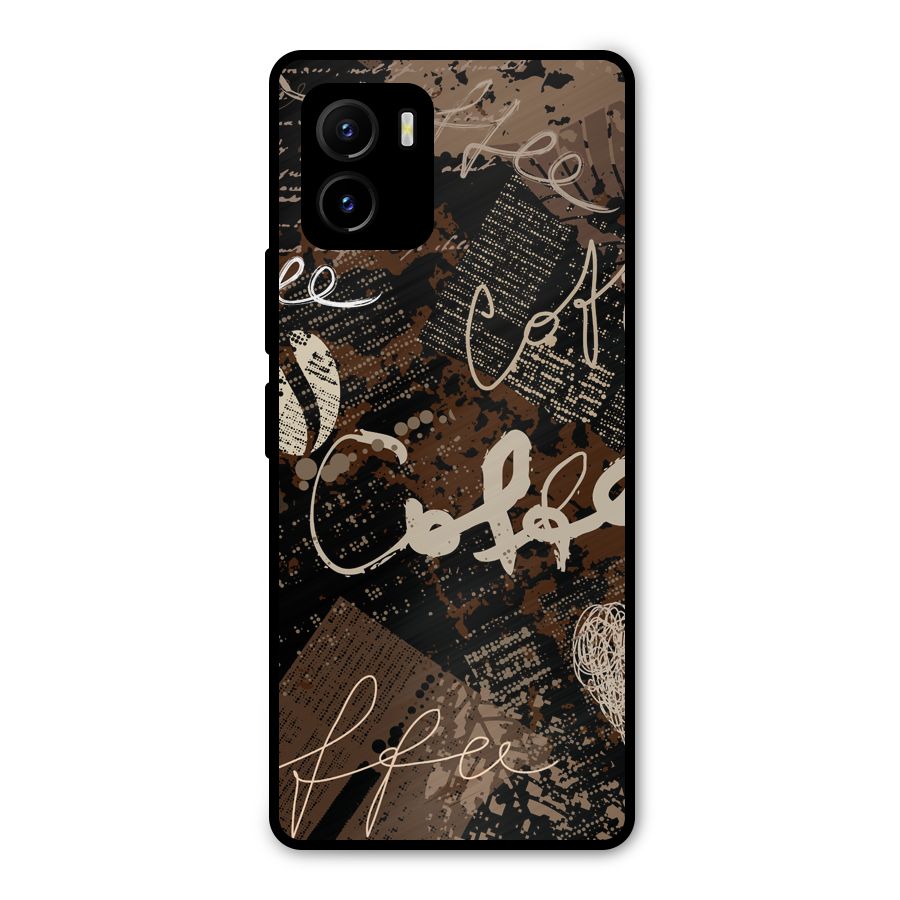Coffee Scribbles Metal Back Case for Vivo Y15s