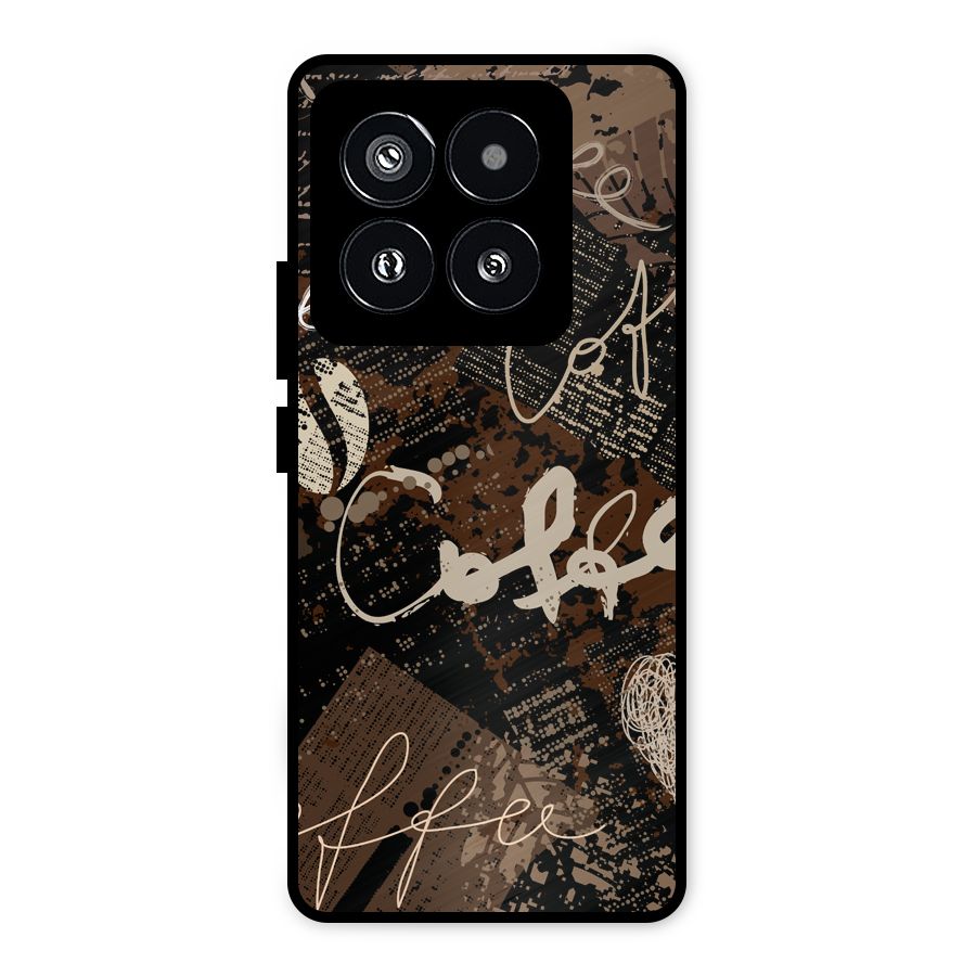 Coffee Scribbles Metal Back Case for Xiaomi 14 Pro