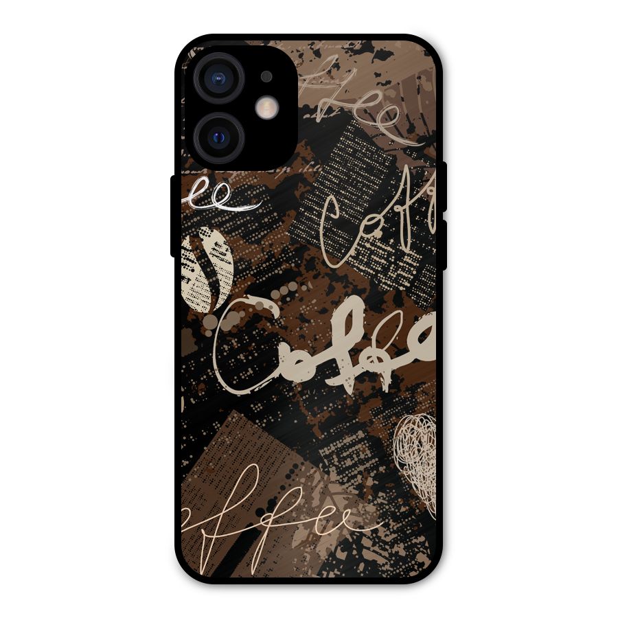 Coffee Scribbles Metal Back Case for iPhone 12 Mini