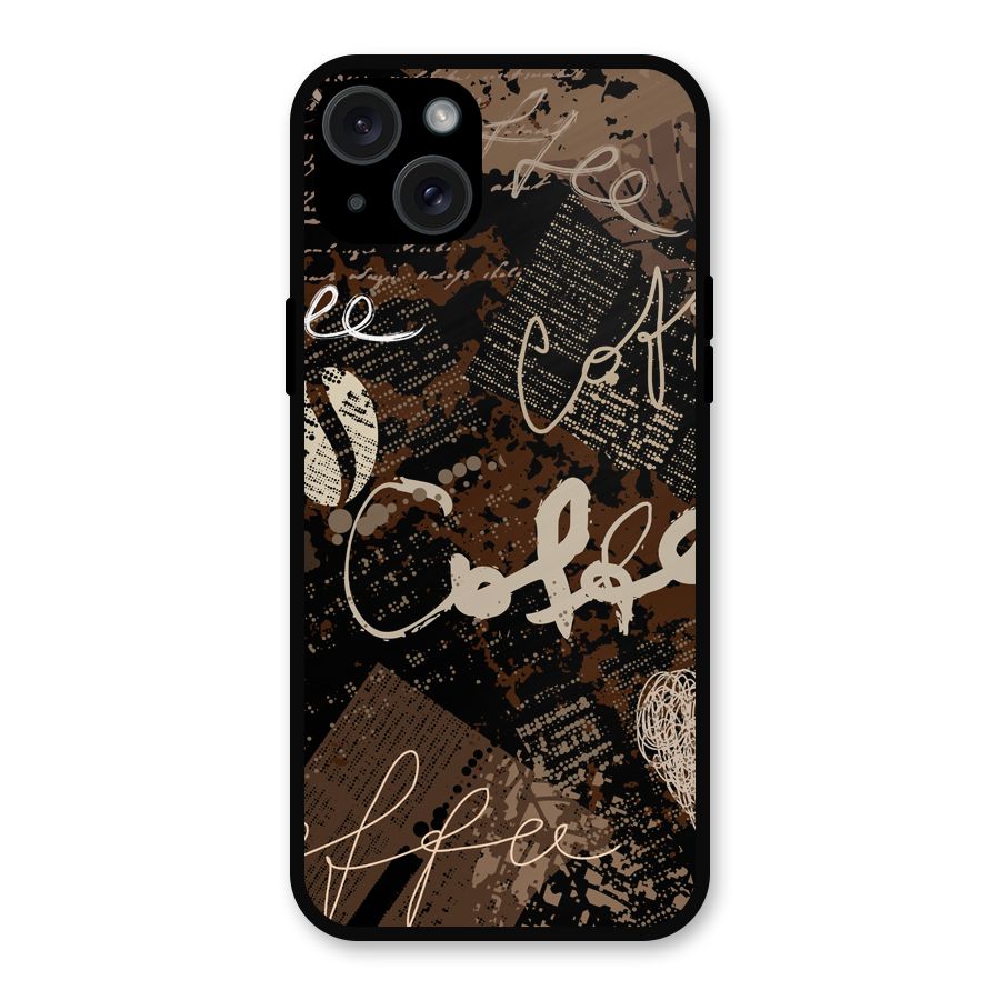 Coffee Scribbles Metal Back Case for iPhone 15 Plus