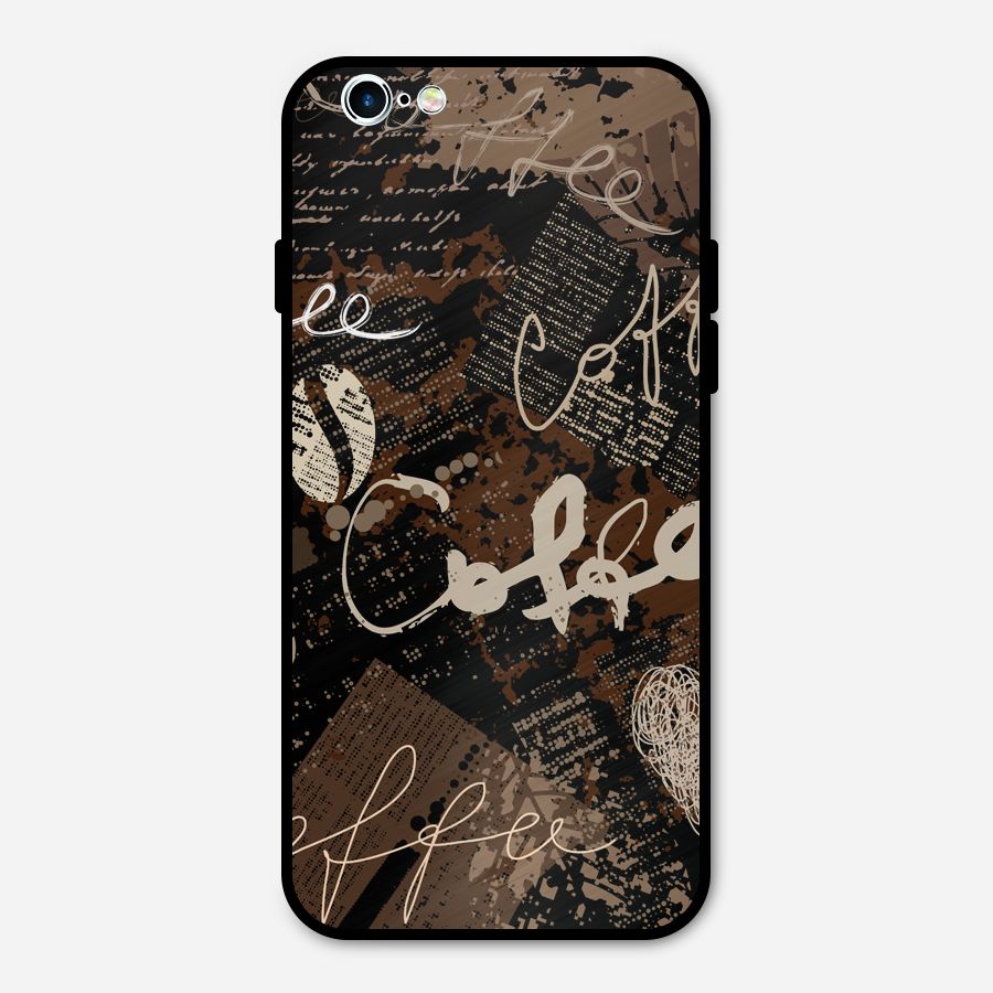 Coffee Scribbles Metal Back Case for iPhone 6 6s