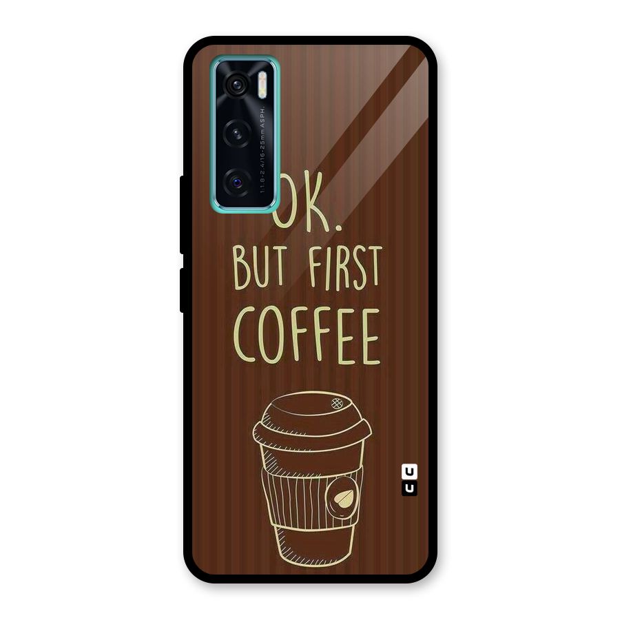 Coffee Stripes Glass Back Case for Vivo V20 SE