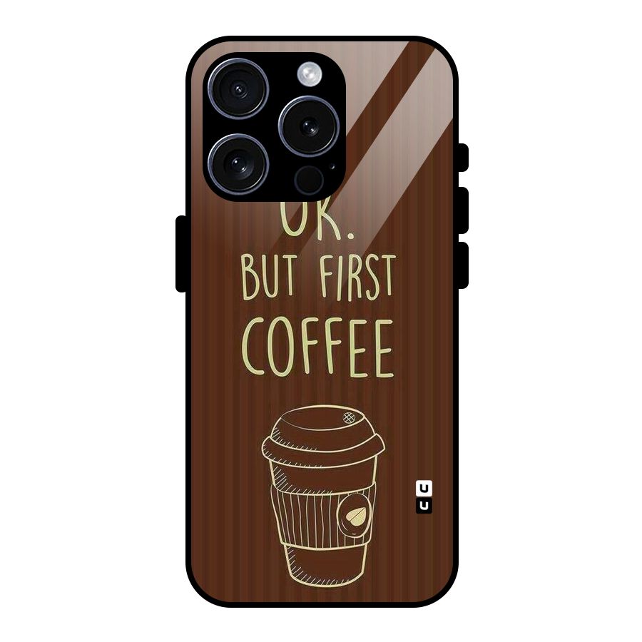 Coffee Stripes Glass Back Case for iPhone 15 Pro