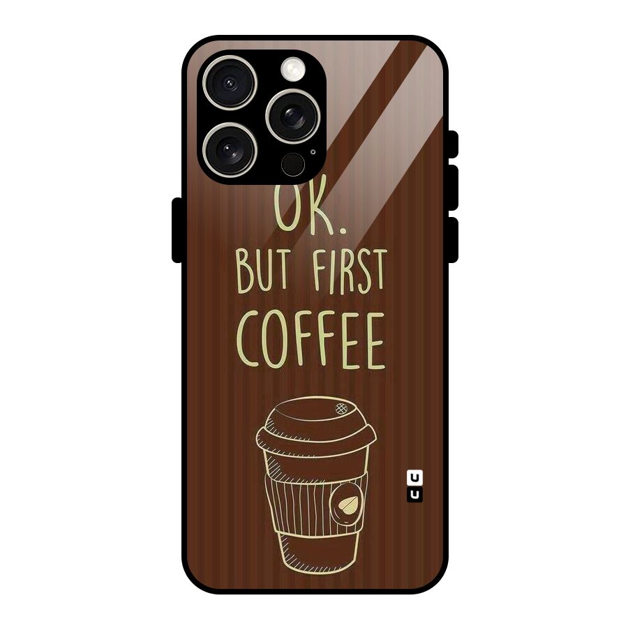 Coffee Stripes Glass Back Case for iPhone 15 Pro Max