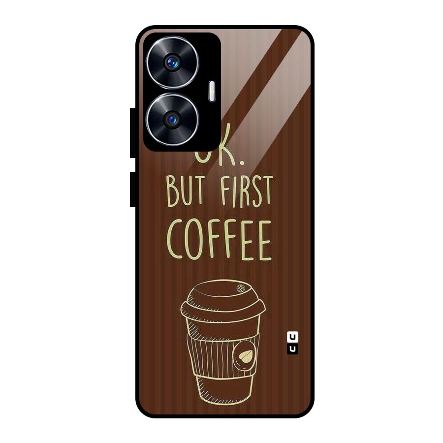 Coffee Stripes Glass Back Case for realme C55
