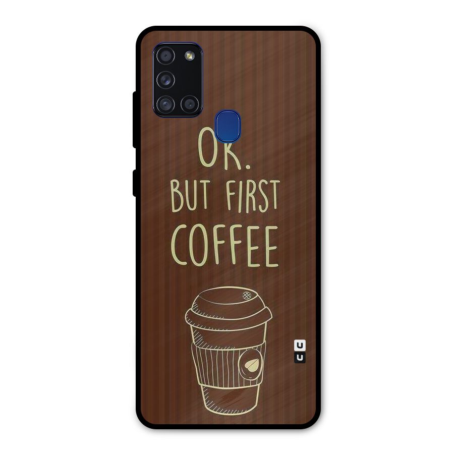 Coffee Stripes Metal Back Case for Galaxy A21s