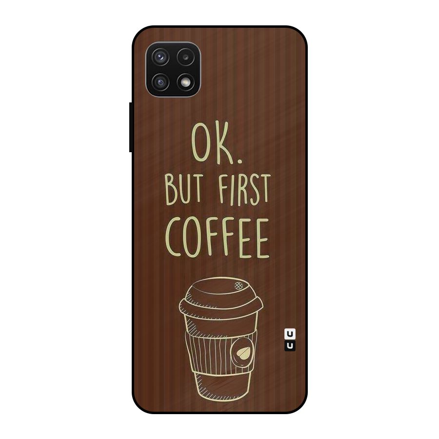 Coffee Stripes Metal Back Case for Galaxy A22 5G